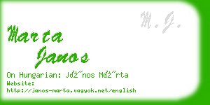 marta janos business card